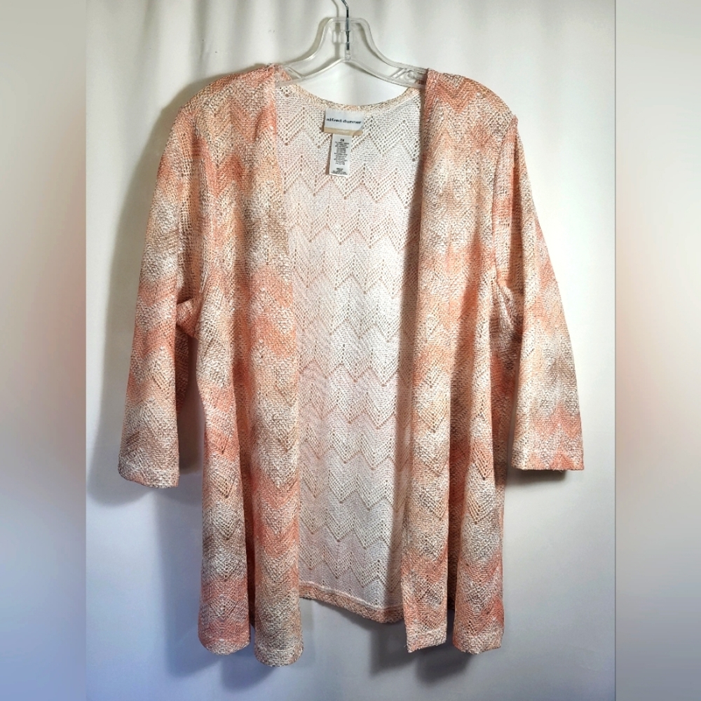 Alfred Dunner cream and pink cardigan women's 2X  #1648